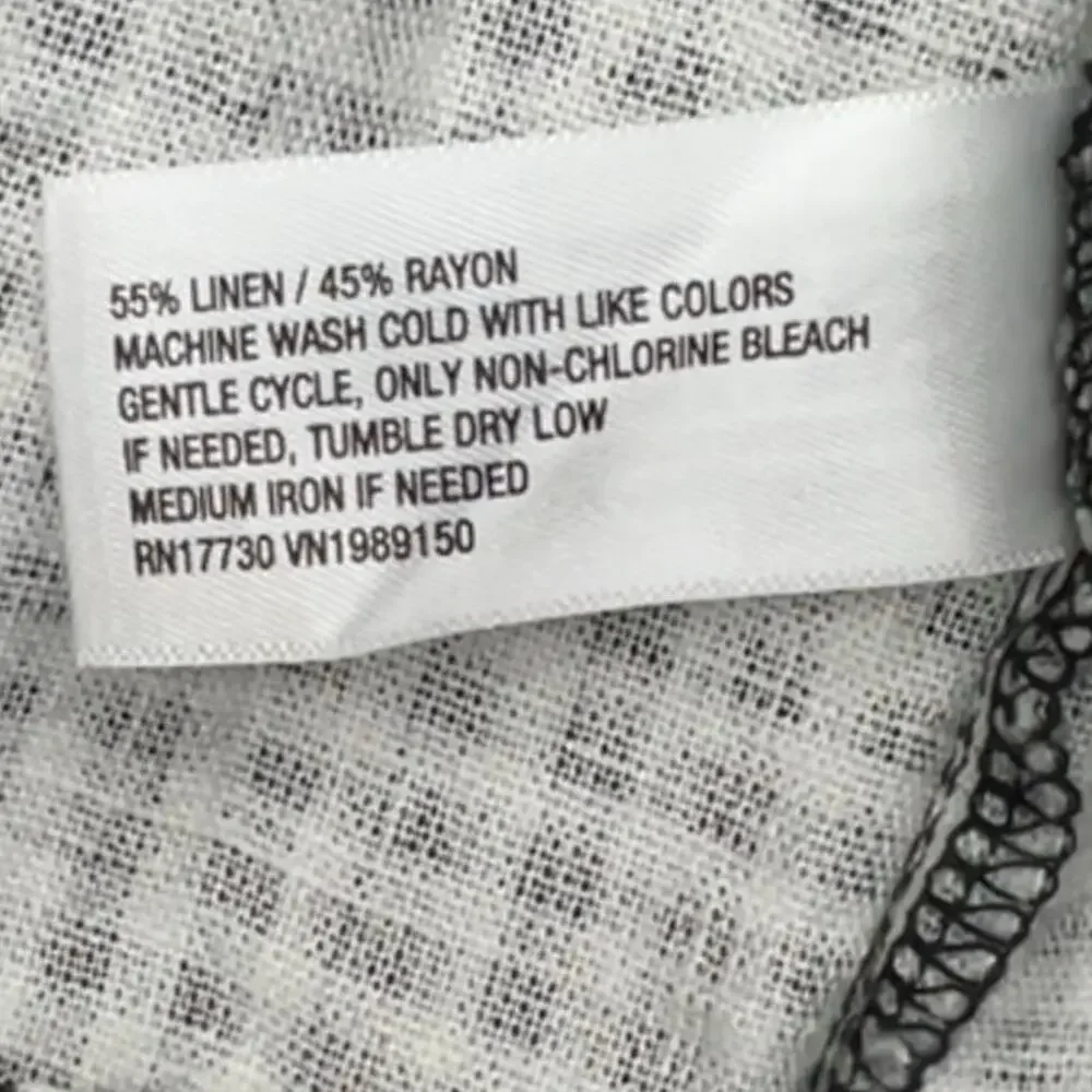 A New Day Black White Gingham Linen Blend Puff Sleeve Tiered Dress 10 NWT - Picture 7 of 9